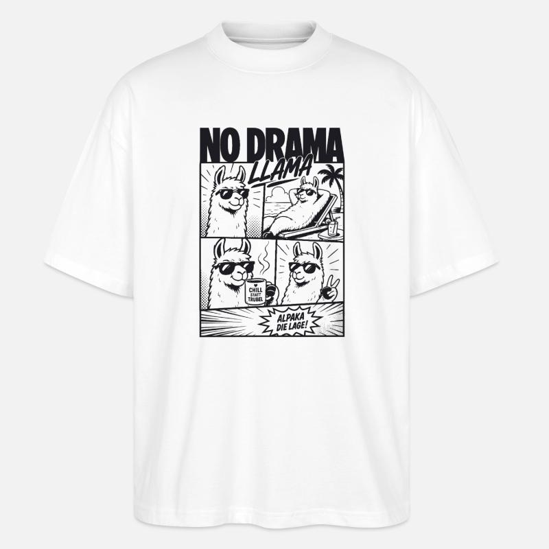 No Drama Llama Cool Alpaka Comic - Stanley/Stella Oversized Unisex Bio T-Shirt Blaster 2.0 - Weiß