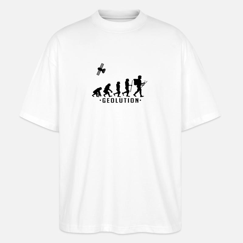 Geocaching evolution Shirt Geolution - Stanley/Stella Oversized Unisex Bio T-Shirt Blaster 2.0 - Weiß