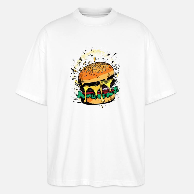 Cheeseburger Comic Burger - Stanley/Stella Oversized Unisex Bio T-Shirt Blaster 2.0 - Weiß