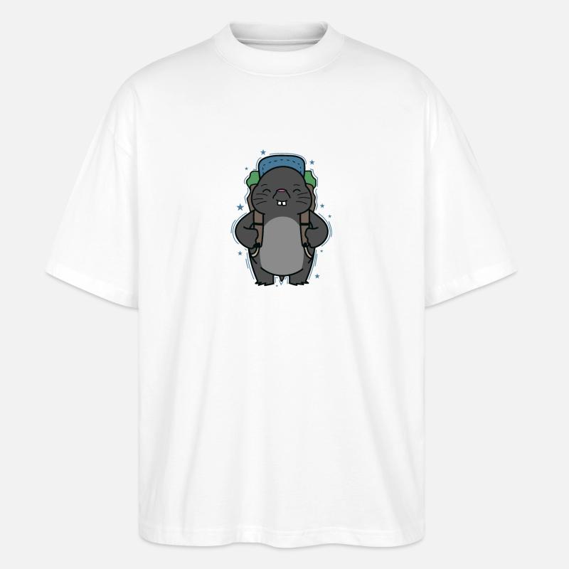 Mole Backpacking Animal Earthen Mound - Stanley/Stella Oversized Unisex Organic T-shirt Blaster 2.0 - white