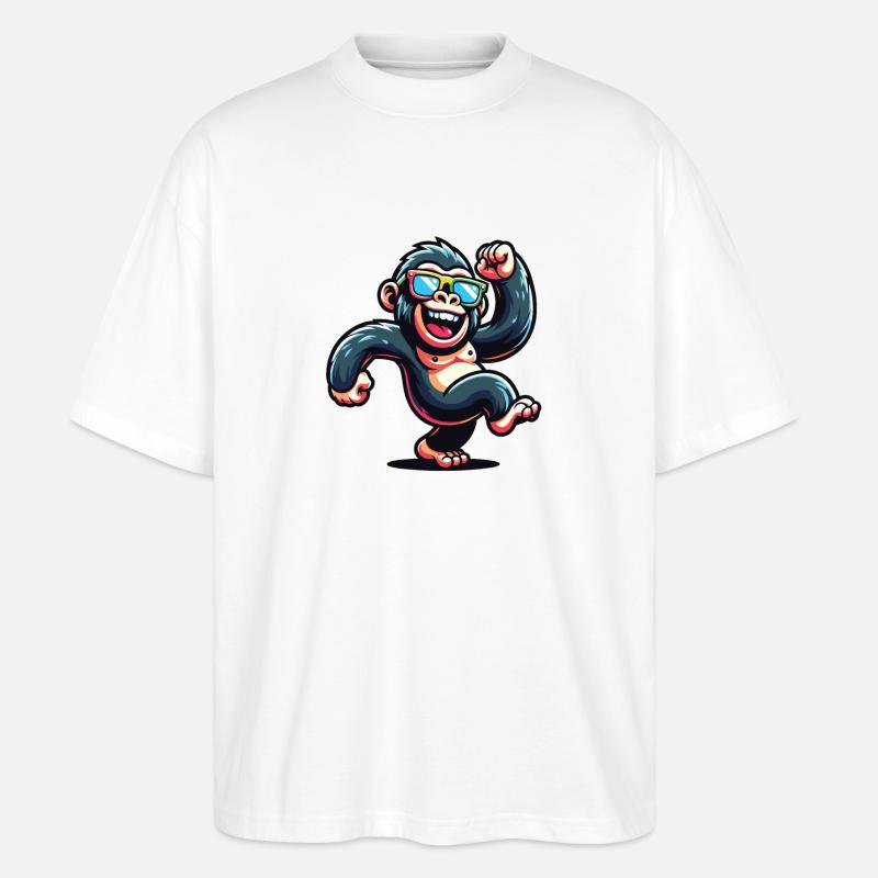 Gorilla mit Sonnenbrille - Stanley/Stella Oversized Unisex Bio T-Shirt Blaster 2.0 - Weiß