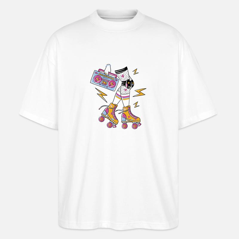 Retro Rollers Groove Vibes - Stanley/Stella Oversized Unisex Organic T-shirt Blaster 2.0 - white