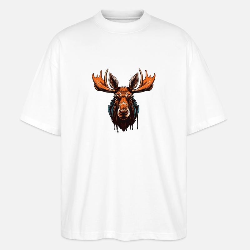 Elch Portrait - Stanley/Stella Oversized Unisex Bio T-Shirt Blaster 2.0 - Weiß