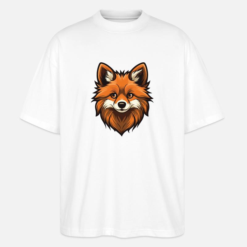 Pomeranian Hund Kopf - Stanley/Stella Oversized Unisex Bio T-Shirt Blaster 2.0 - Weiß