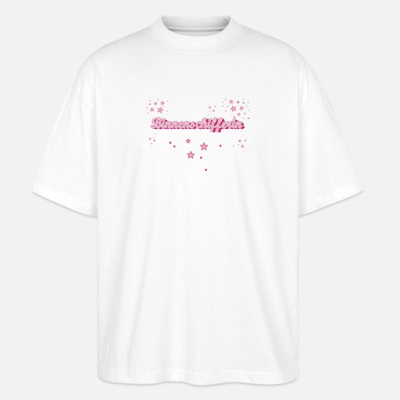 Schiffe Abschluss-Geschenk Binnenschifferin - Stanley/Stella Oversized Unisex Bio T-Shirt Blaster 2.0 - Weiß
