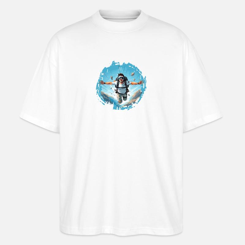 SKYDIVER Fallschirmspringen SKYDIVING - Stanley/Stella Oversized Unisex Bio T-Shirt Blaster 2.0 - Weiß