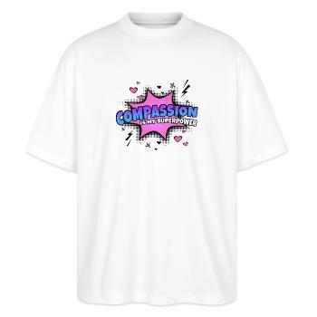Mitgefühl Ist Meine Superkraft Eigenschaft - Stanley/Stella Oversized Unisex Bio T-Shirt Blaster 2.0 - Weiß - Vorne - Alina (178cm) & Michal (187cm)