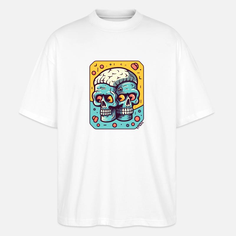 Zwillingskopf-Gehirn-Zombies - Stanley/Stella Oversized Unisex Bio T-Shirt Blaster 2.0 - Weiß