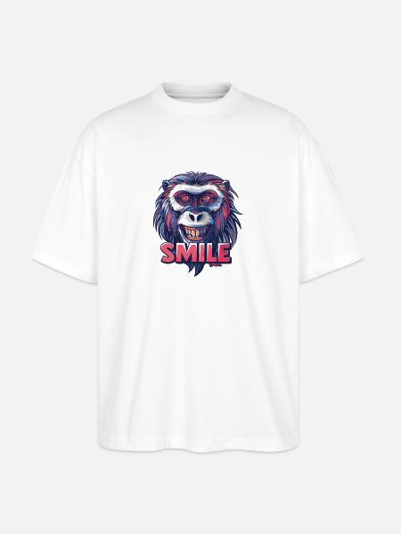 Lächle, Affe, lächle - Stanley/Stella Oversized Unisex Bio T-Shirt Blaster 2.0 - Weiß