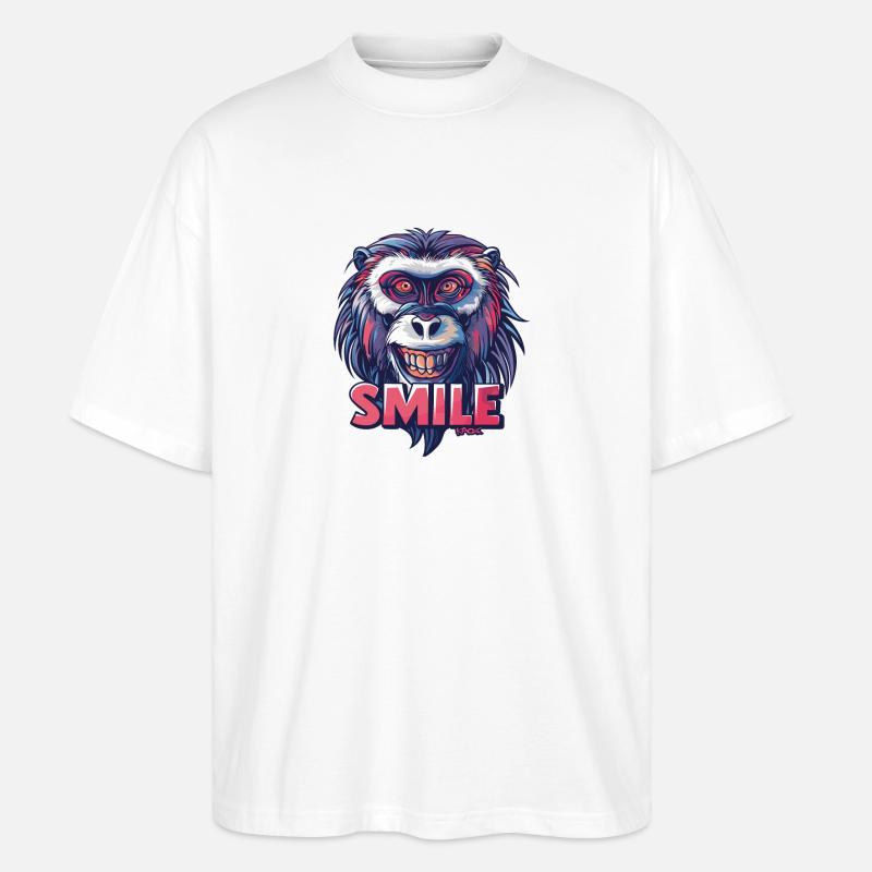 Smile, monkey, smile - Stanley/Stella Oversized Unisex Organic T-shirt Blaster 2.0 - white