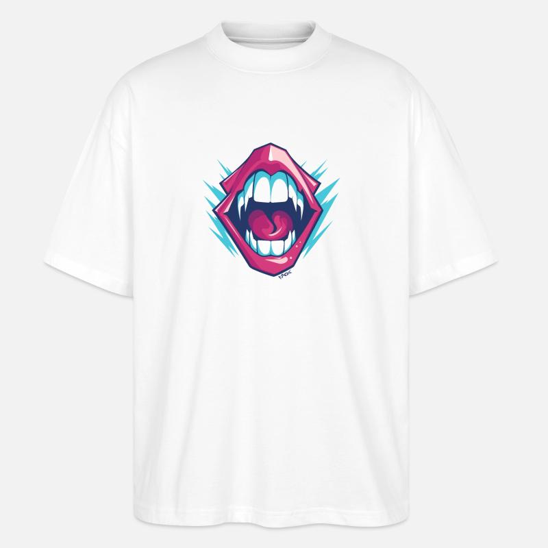 Vampire dentition with sharp teeth - Stanley/Stella Oversized Unisex Organic T-shirt Blaster 2.0 - white