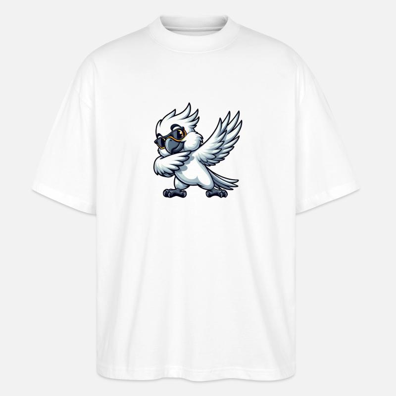 Wellensittich Dab Pose Spaßiges Design - Stanley/Stella Oversized Unisex Bio T-Shirt Blaster 2.0 - Weiß