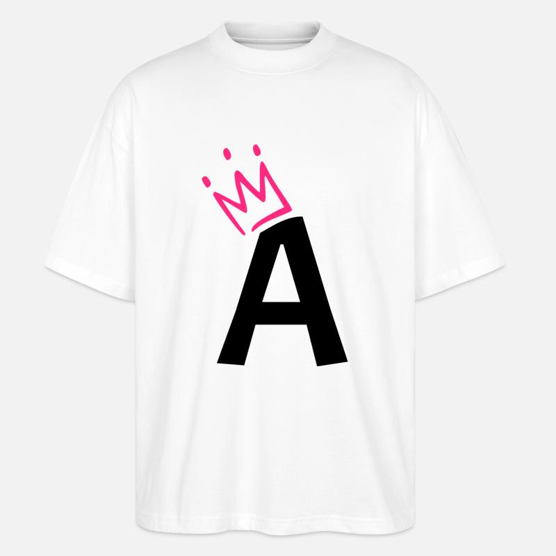 Buchstabe A mit Krone - Stanley/Stella Oversized Unisex Bio T-Shirt Blaster 2.0 - Weiß