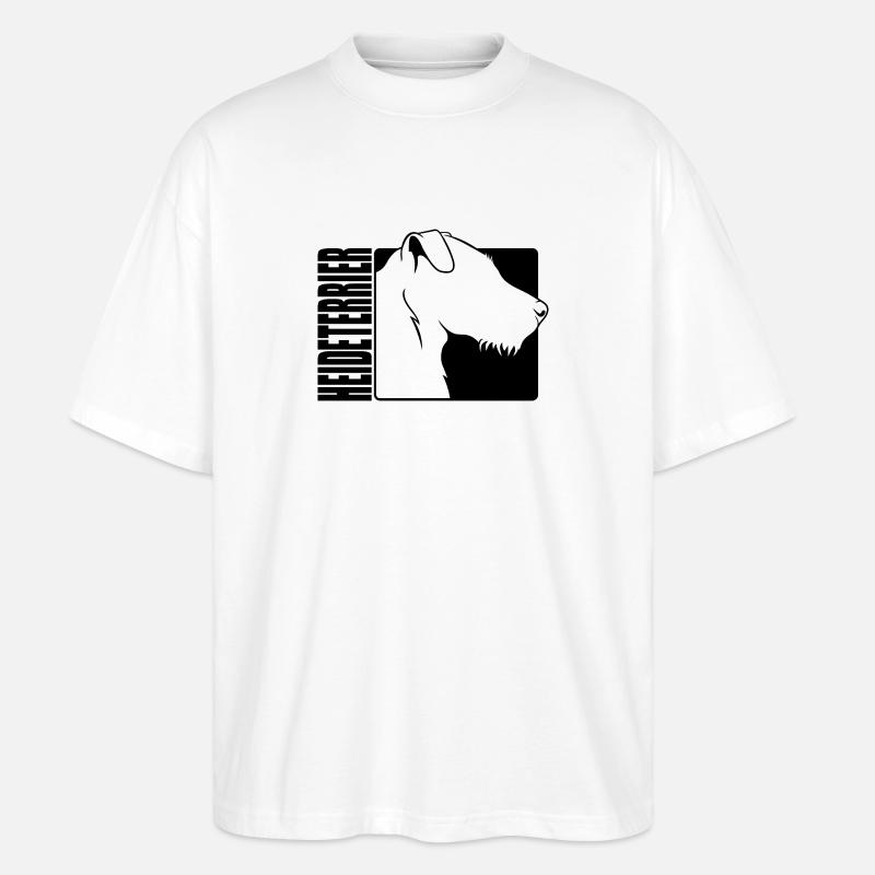 Heideterrier Profil Hunde Jagdhunde Wilsigns - Stanley/Stella Oversized Unisex Bio T-Shirt Blaster 2.0 - Weiß