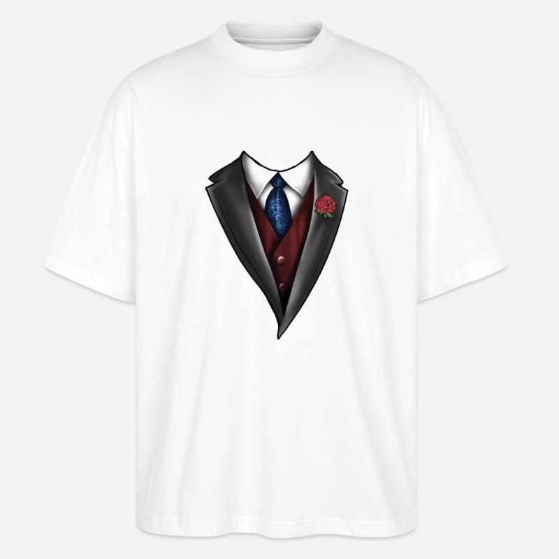 Tuxedo Tie Designs Tie blue - Stanley/Stella Oversized Unisex Bio T-Shirt Blaster 2.0 - Weiß