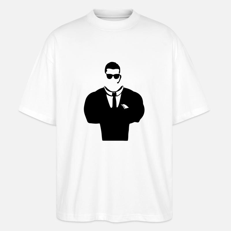 Security Guard Silhouette - Stanley/Stella Oversized Unisex Organic T-shirt Blaster 2.0 - white