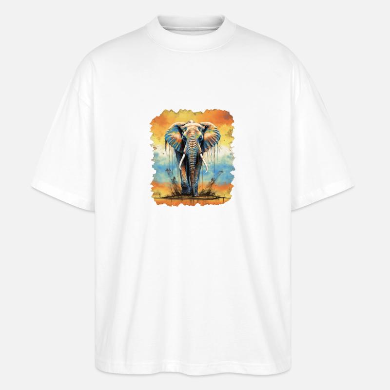 Éléphant - T-shirt bio Blaster 2.0 coupe oversize Stanley/Stella Unisexe - blanc