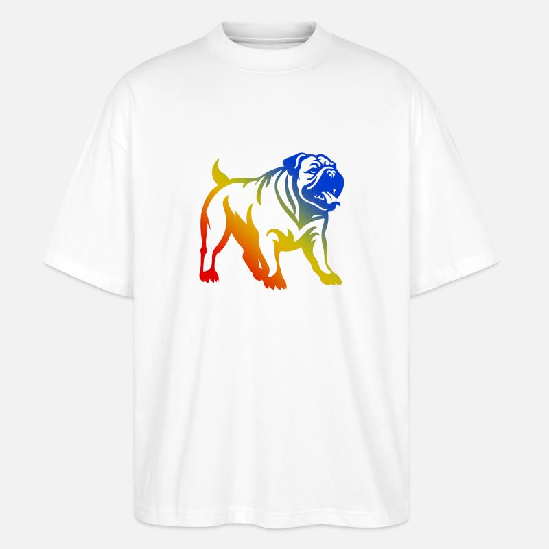 Bulldogg Hund Bunt - Stanley/Stella Oversized Unisex Bio T-Shirt Blaster 2.0 - Weiß