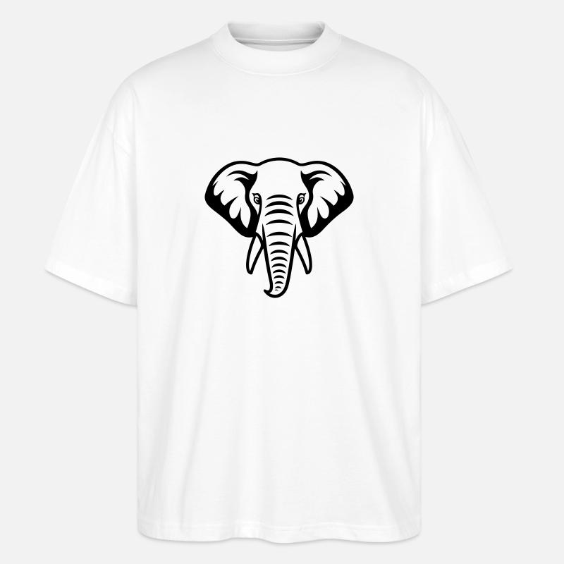 Elefant Kopf - Stanley/Stella Oversized Unisex Bio T-Shirt Blaster 2.0 - Weiß