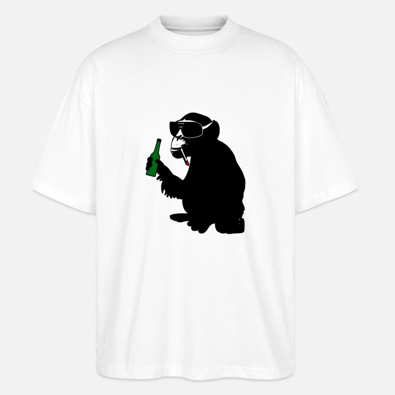 monkey with beer bottle - Stanley/Stella Oversized Unisex Bio T-Shirt Blaster 2.0 - Weiß