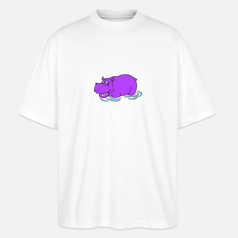 Nilpferd - Lila Hippo - Stanley/Stella Oversized Unisex Bio T-Shirt Blaster 2.0 - Weiß