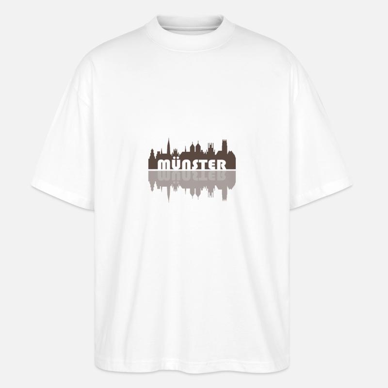 Münster Skyline | Geschenk - Stanley/Stella Oversized Unisex Bio T-Shirt Blaster 2.0 - Weiß