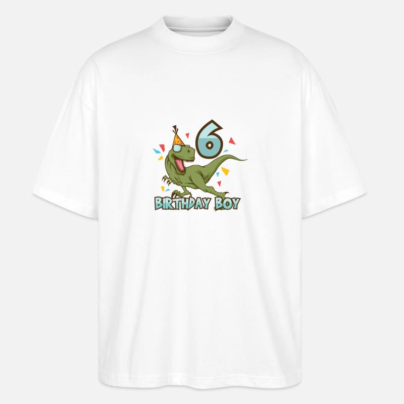 Dino 6 Geburtstag - Stanley/Stella Oversized Unisex Bio T-Shirt Blaster 2.0 - Weiß