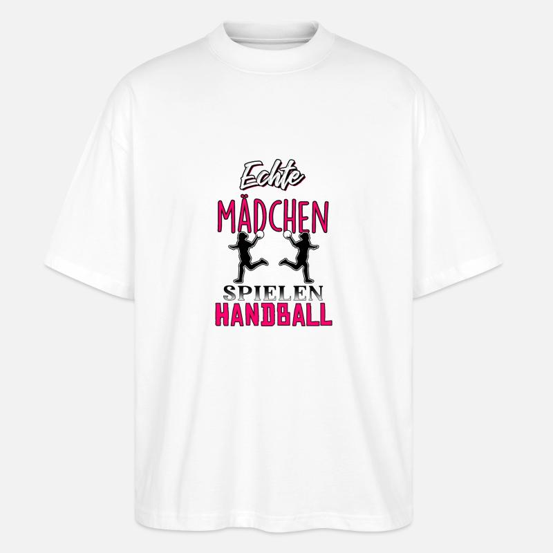 Echte Mädchen spielen Handball - Stanley/Stella Oversized Unisex Bio T-Shirt Blaster 2.0 - Weiß