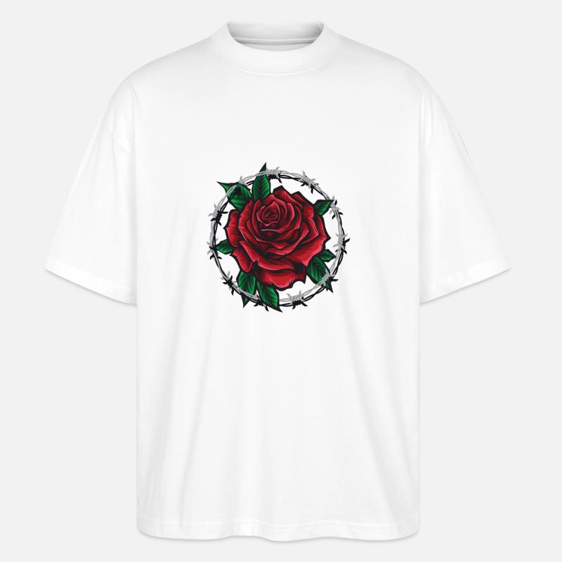 Rose In Barbed wire - Stanley/Stella Oversized Unisex Bio T-Shirt Blaster 2.0 - Weiß