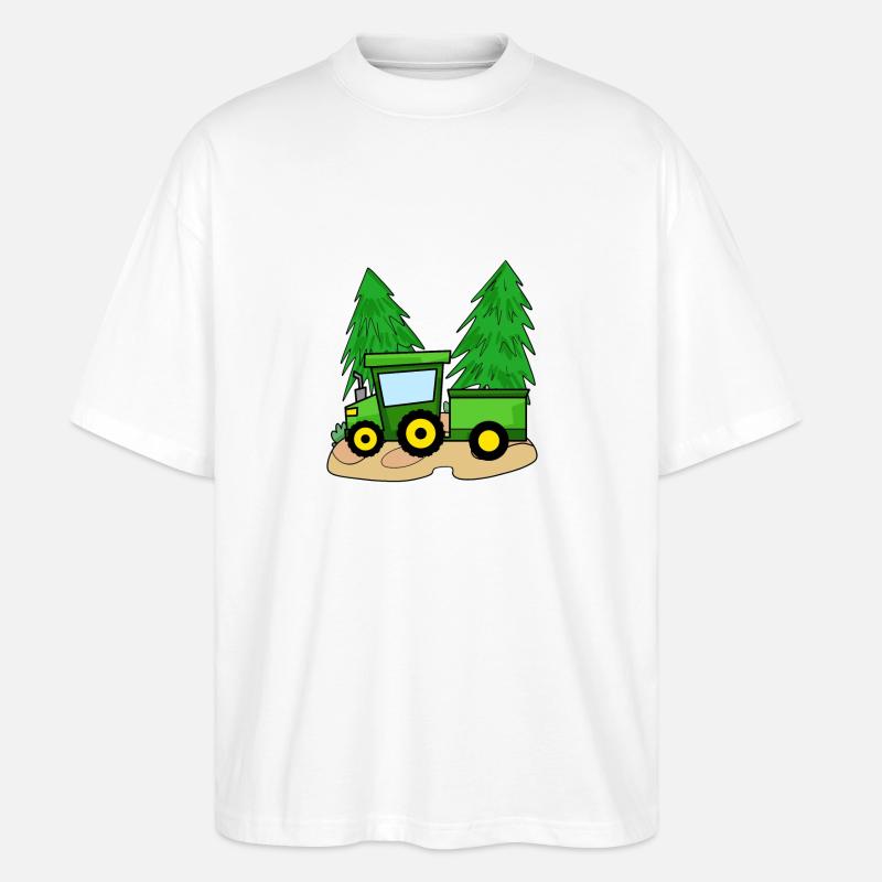 Traktor mit Anhänger - Stanley/Stella Oversized Unisex Bio T-Shirt Blaster 2.0 - Weiß