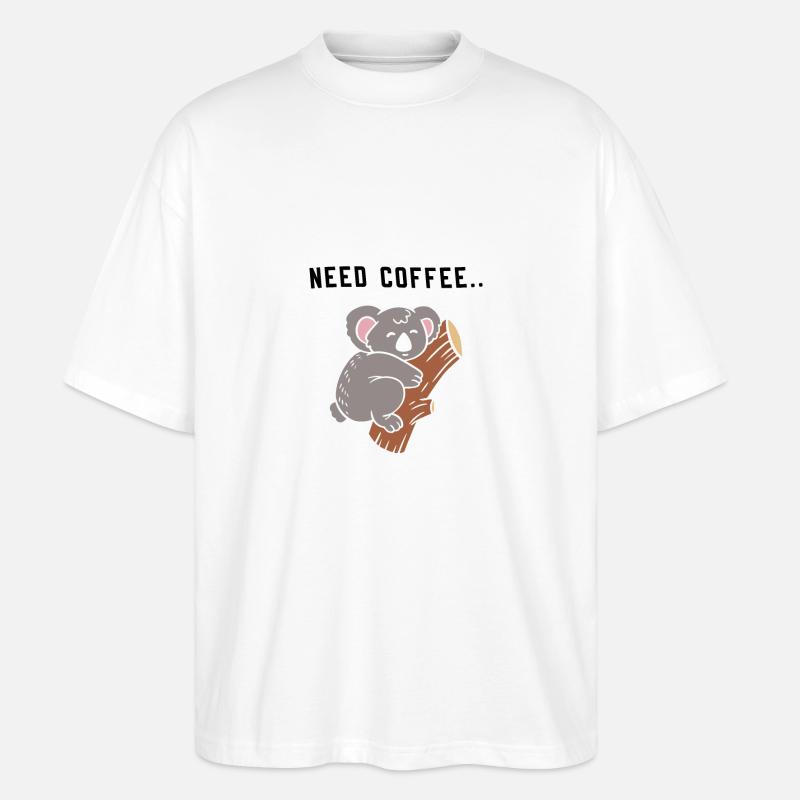 Kaffee Spruch Koalabär - Stanley/Stella Oversized Unisex Bio T-Shirt Blaster 2.0 - Weiß