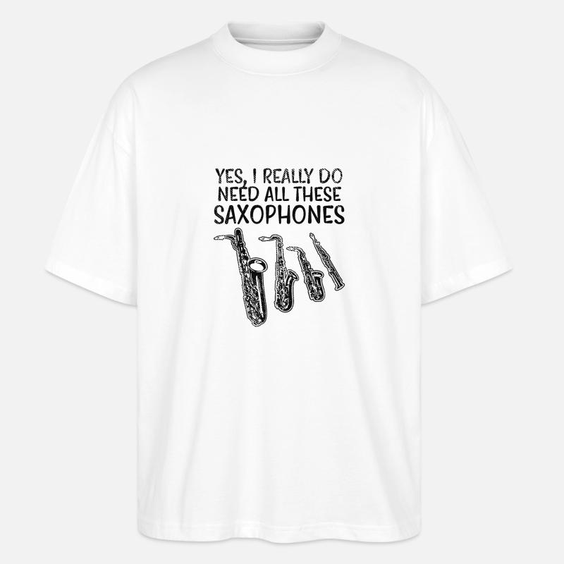 Saxophone Arten - Stanley/Stella Oversized Unisex Bio T-Shirt Blaster 2.0 - Weiß