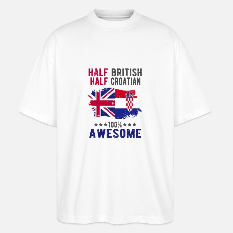 Halb Brite Halb Kroate - Stanley/Stella Oversized Unisex Bio T-Shirt Blaster 2.0 - Weiß