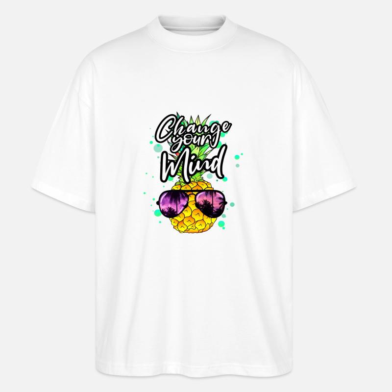 coole Ananas Change your Mind - Stanley/Stella Oversized Unisex Bio T-Shirt Blaster 2.0 - Weiß
