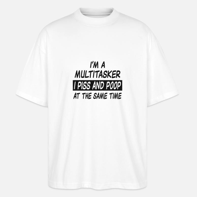 Multitâche pisse et caca - T-shirt bio Blaster 2.0 coupe oversize Stanley/Stella Unisexe - blanc