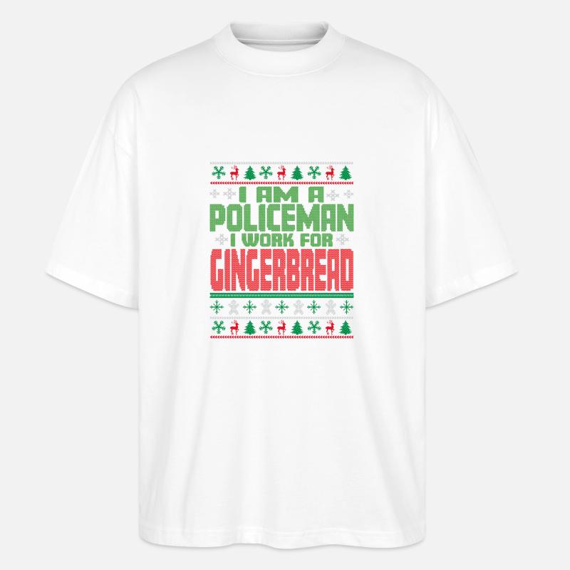 Citation de Noël du policier - T-shirt bio Blaster 2.0 coupe oversize Stanley/Stella Unisexe - blanc