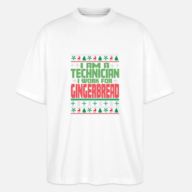 Technicien Dicton de Noël - T-shirt bio Blaster 2.0 coupe oversize Stanley/Stella Unisexe - blanc