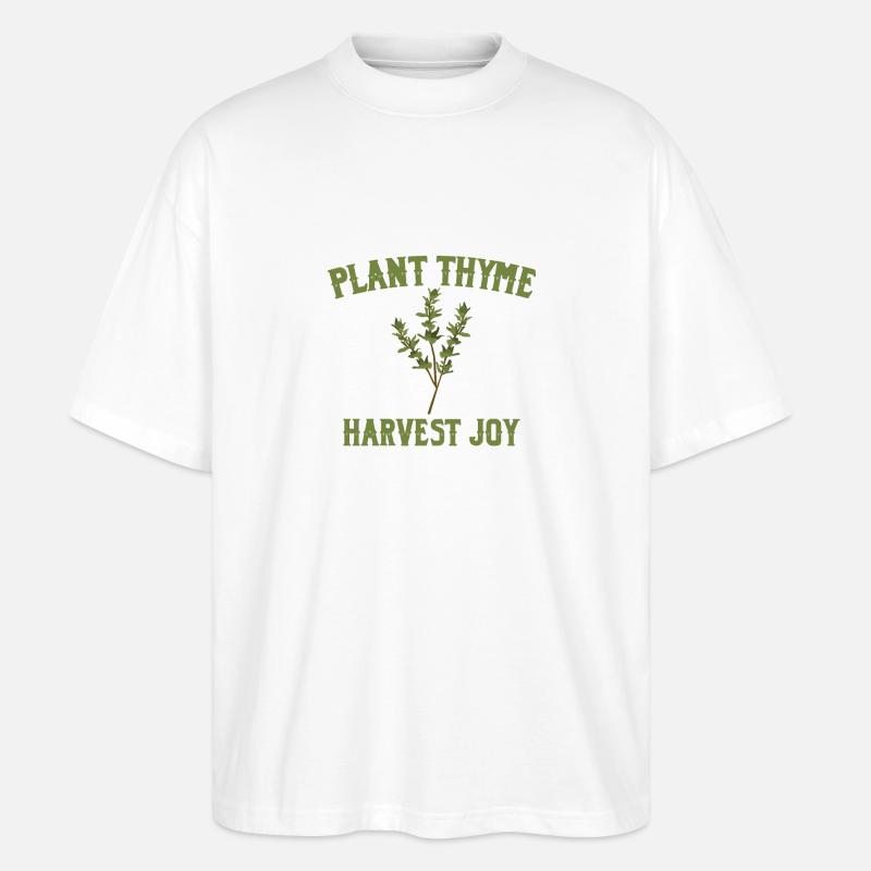 Pflanze Thymian Ernte Freude - Stanley/Stella Oversized Unisex Bio T-Shirt Blaster 2.0 - Weiß