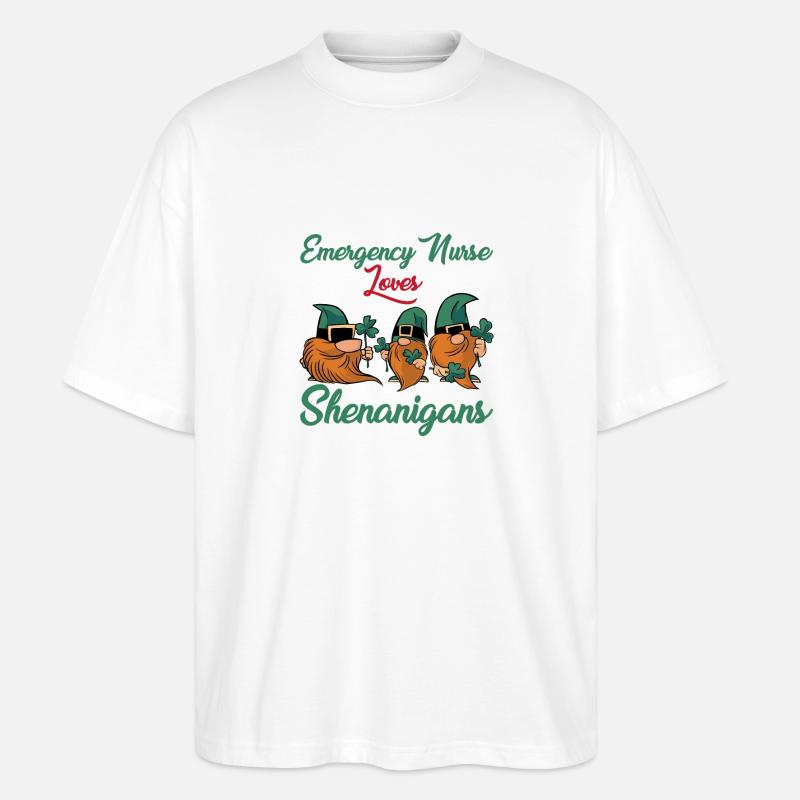 Notfallkrankenschwester St. Patrick's Day - Stanley/Stella Oversized Unisex Bio T-Shirt Blaster 2.0 - Weiß