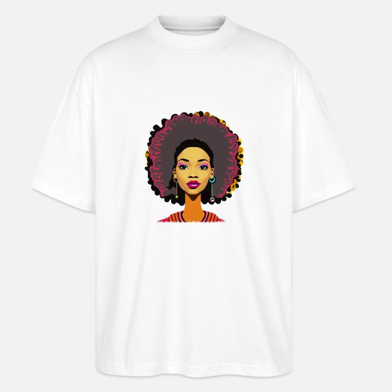 Dame mit Afro - Stanley/Stella Oversized Unisex Bio T-Shirt Blaster 2.0 - Weiß