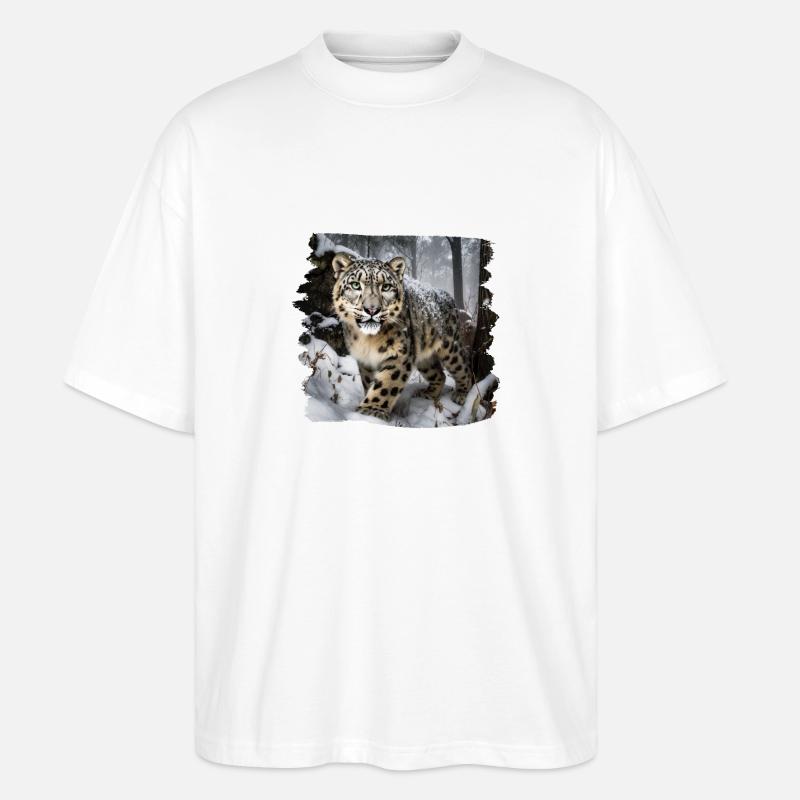 Schneeleoparden Schneeleopard - Stanley/Stella Oversized Unisex Bio T-Shirt Blaster 2.0 - Weiß