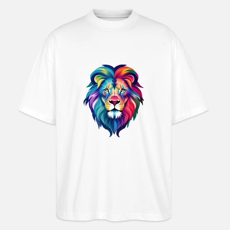 Cooler bunter Löwe - Stanley/Stella Oversized Unisex Bio T-Shirt Blaster 2.0 - Weiß