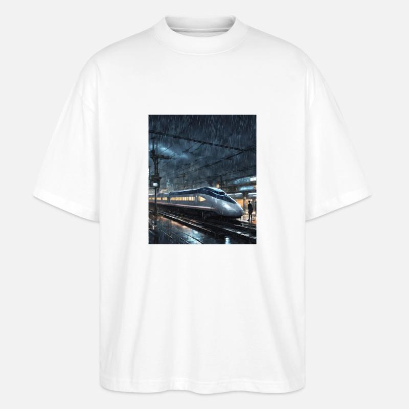 Nacht Tokio Zug - Stanley/Stella Oversized Unisex Bio T-Shirt Blaster 2.0 - Weiß