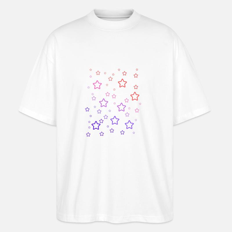 Regenbogen-Sterne - Stanley/Stella Oversized Unisex Bio T-Shirt Blaster 2.0 - Weiß
