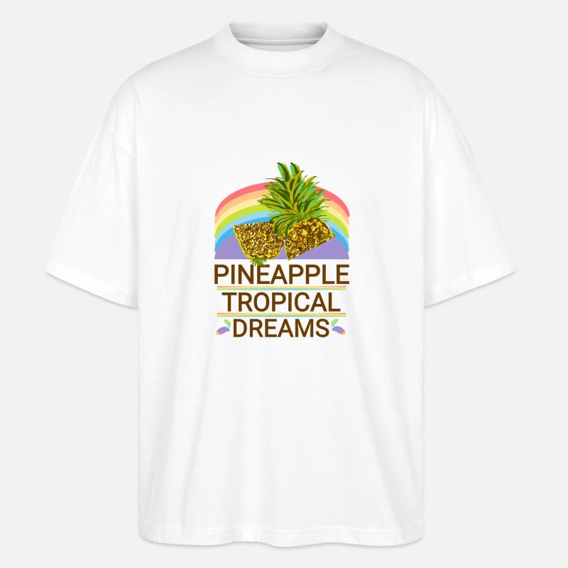 Ananas Regenbogen - Stanley/Stella Oversized Unisex Bio T-Shirt Blaster 2.0 - Weiß