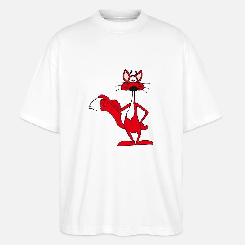 Rotfuchs lächelt fröhlich - Stanley/Stella Oversized Unisex Bio T-Shirt Blaster 2.0 - Weiß