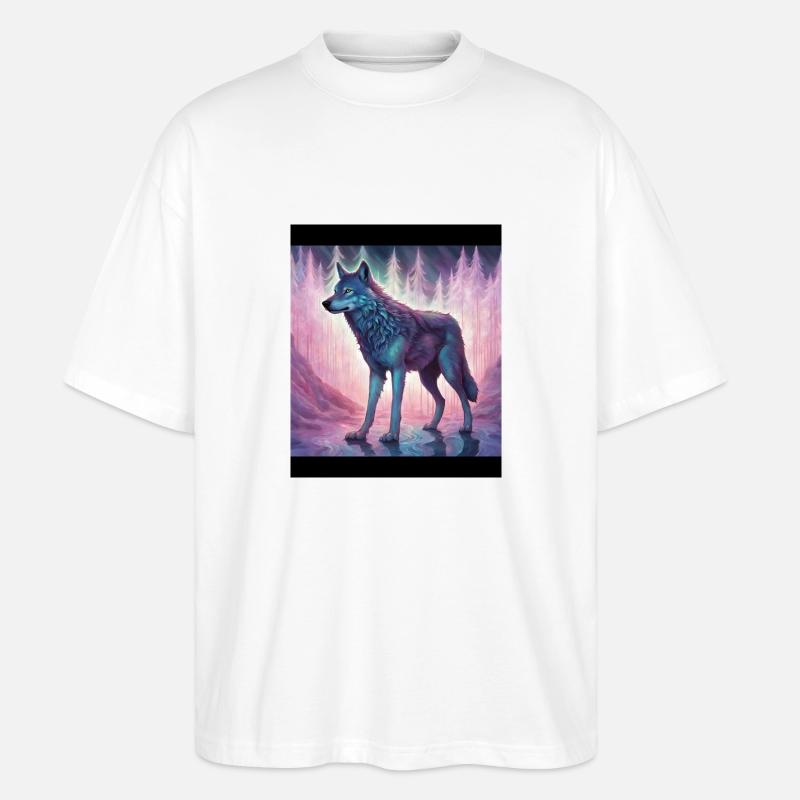 Wolf im Polarlicht - Stanley/Stella Oversized Unisex Bio T-Shirt Blaster 2.0 - Weiß