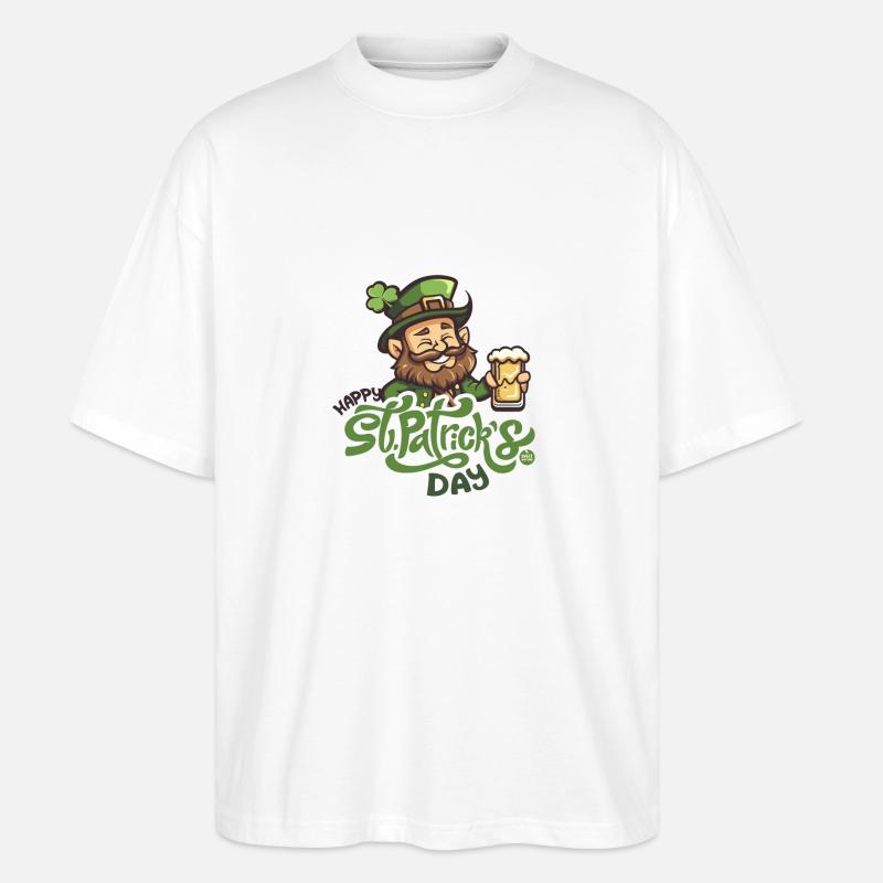 Fröhliche Cheers Leprechaun - Stanley/Stella Oversized Unisex Bio T-Shirt Blaster 2.0 - Weiß