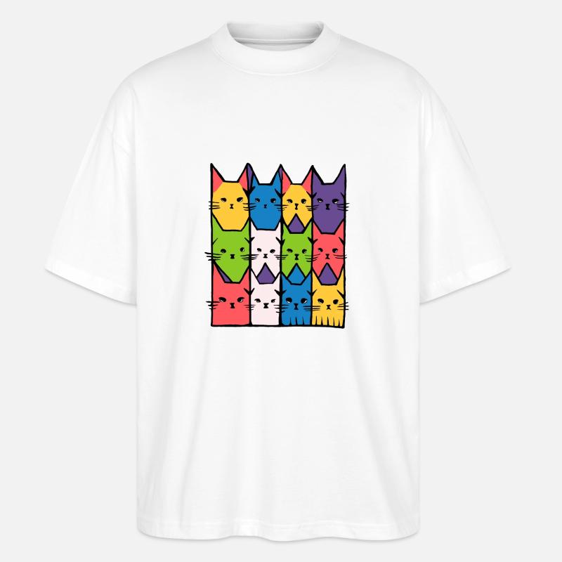 regenbogen Katzen geometrisch Geschenk Kätzchen - Stanley/Stella Oversized Unisex Bio T-Shirt Blaster 2.0 - Weiß