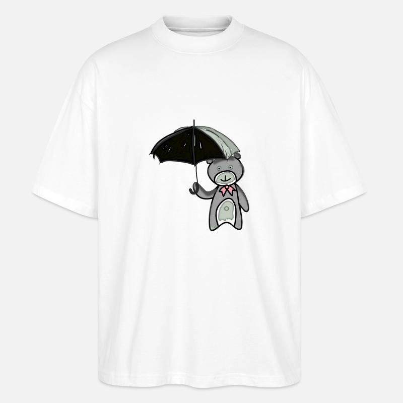 Teddybär mit Regenschirm - Stanley/Stella Oversized Unisex Bio T-Shirt Blaster 2.0 - Weiß